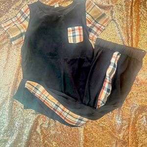 SHEIN boys fall Black and Plaid  Matching Set size 7Y